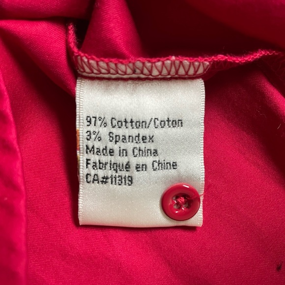 Fitted Red Button Down Top with Ruffles - Picture 5 of 11